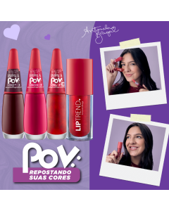 KIT 2.2 POV 2 ESMALTES + 1 TOP COAT + 1 GLOSS LABIAL - ANTONELA IMPALA
