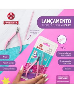 ALICATE CUTICULAS E PALITO COM GLITTER 751 MUNDIAL